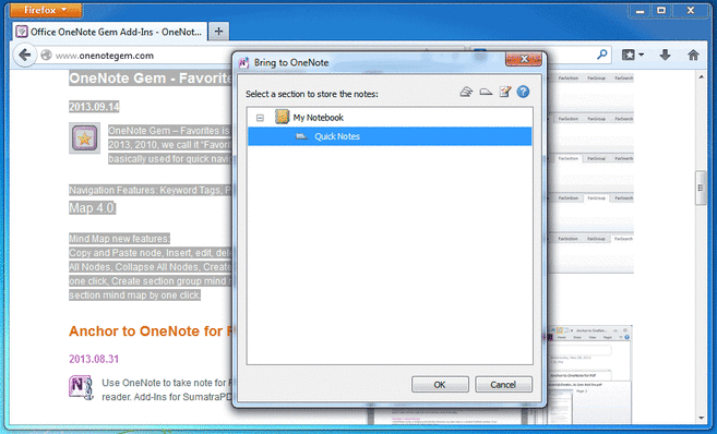 Firefox send to onenote
