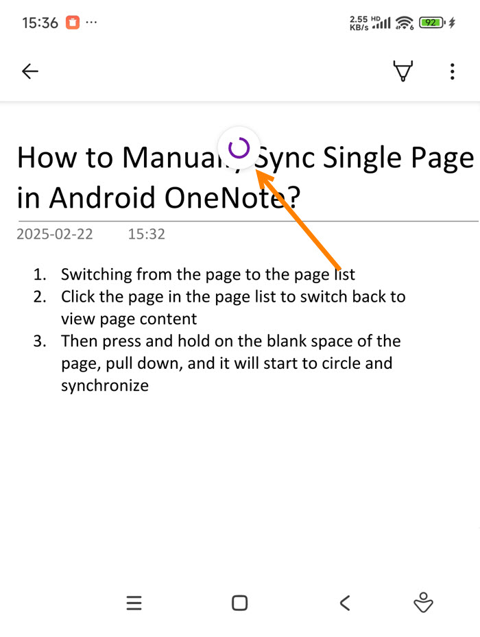 Manually sync single page