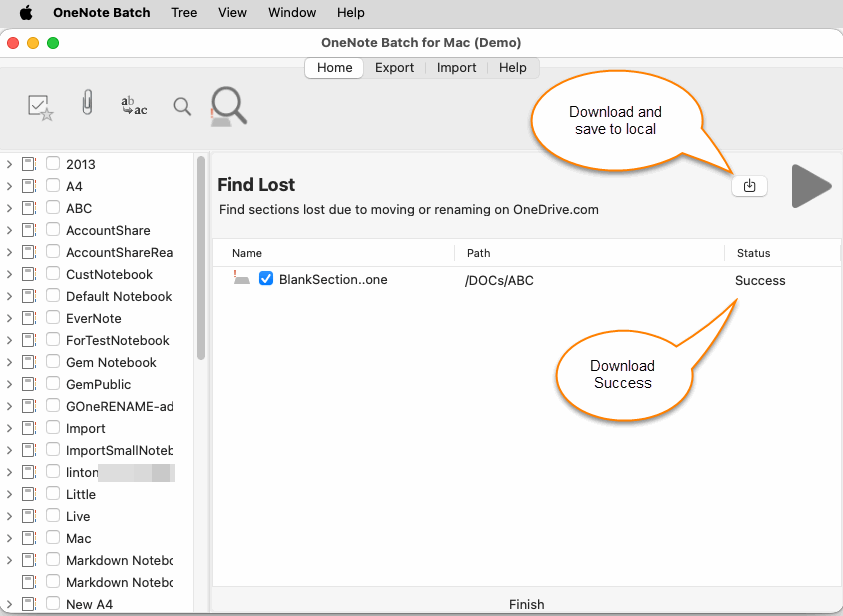 Download and Save Section Files