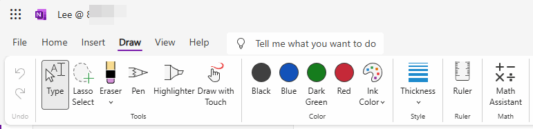 The "Math Assistant" show in Draw tab