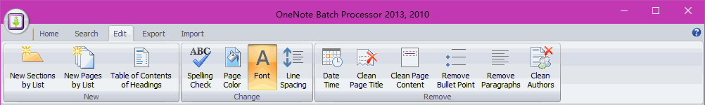 OneNote Batch - Edit Tab