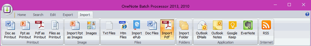 OneNote Batch - Import Tab